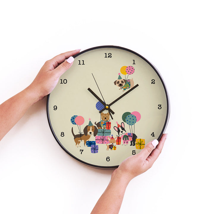 Wall Clock - Paw Party Dogs