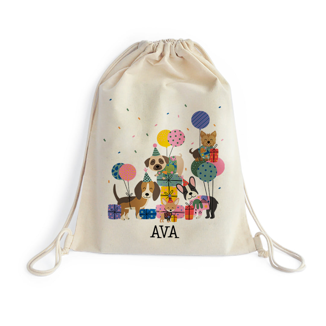 Personalised Drawstring Bag - Paw Party