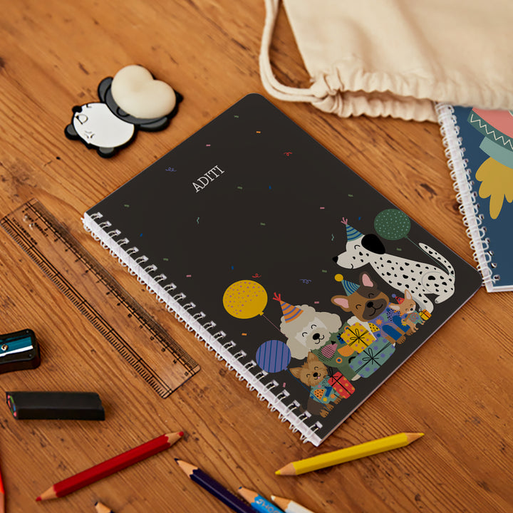 Personalised Spiral Notebook - Paw Party