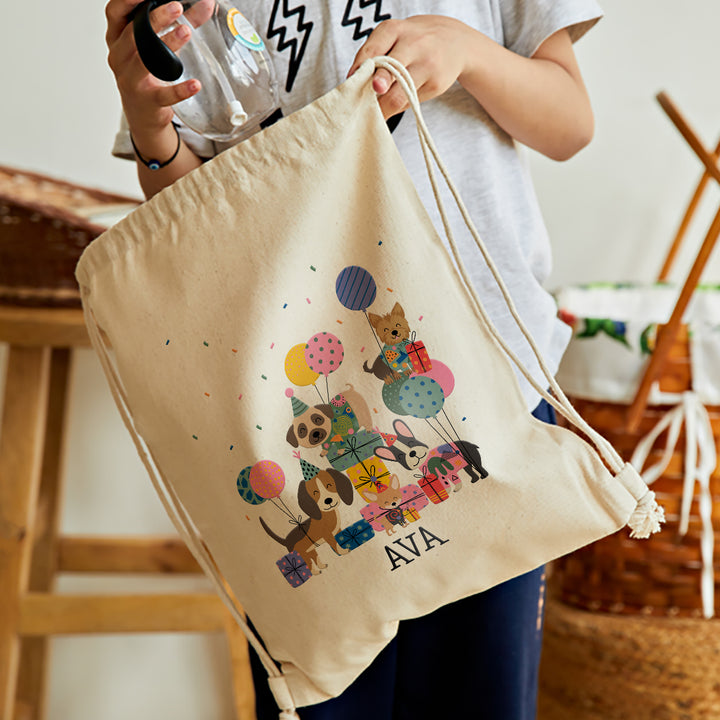 Personalised Drawstring Bag - Paw Party