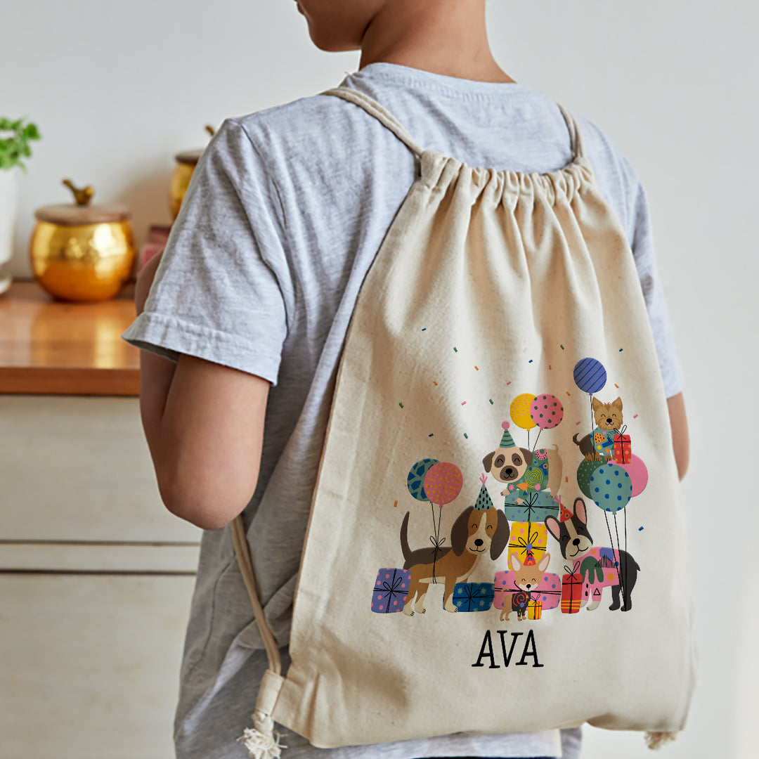 Personalised Drawstring Bag - Paw Party