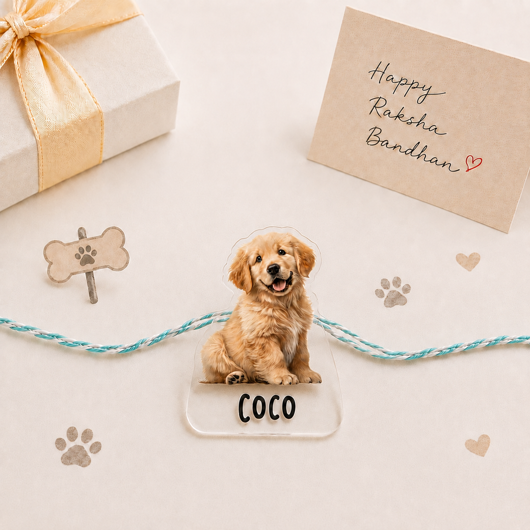 Babble Wrap Personalised Caricature Rakhi - Paws & Promises