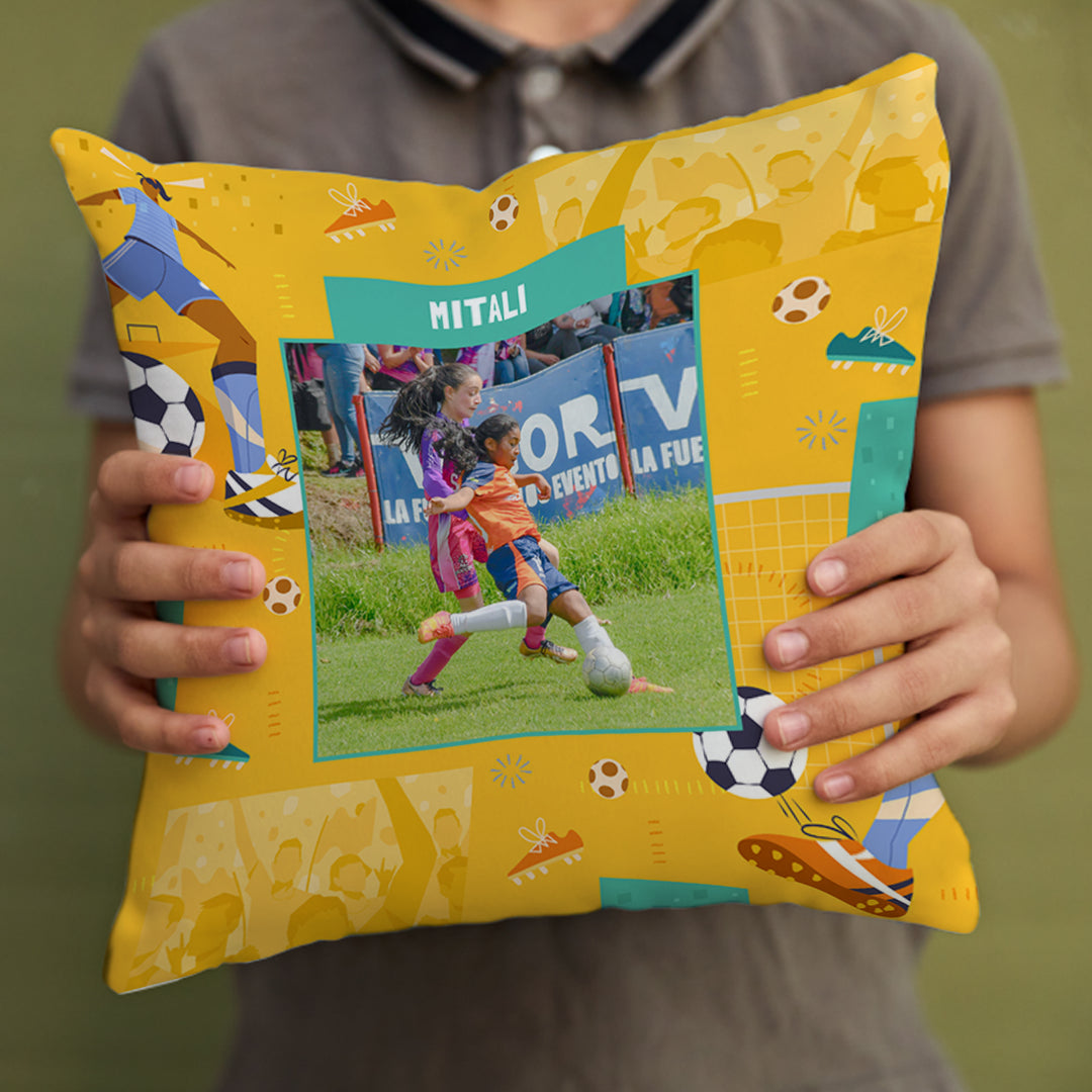 Personalised Photo Cushions - FootBall Goals Girl