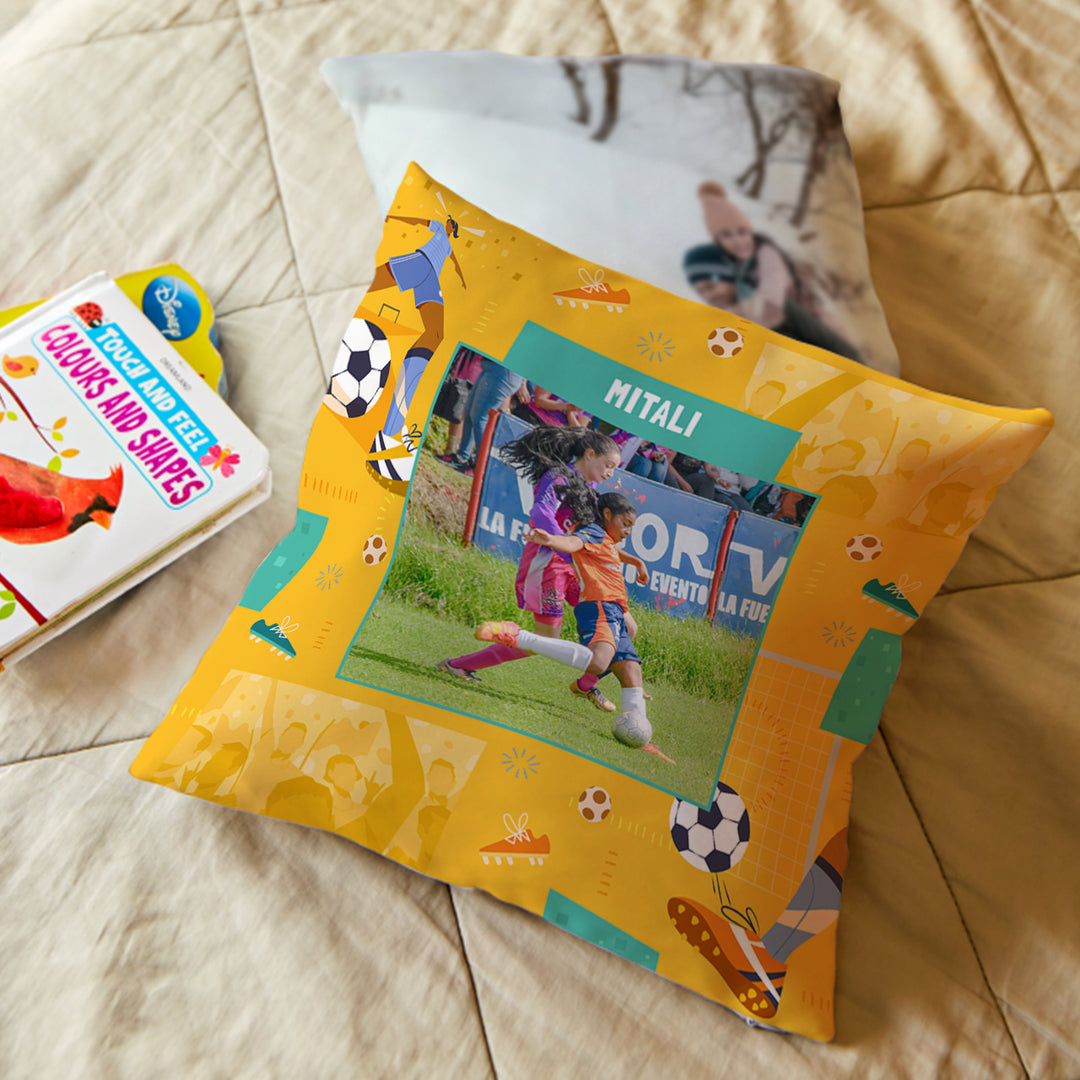 Personalised Photo Cushions - FootBall Goals Girl