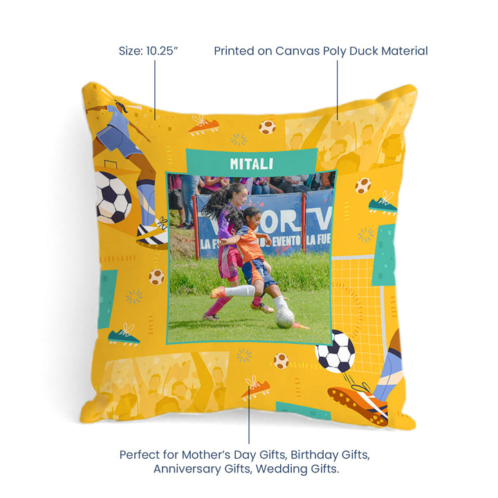 Personalised Photo Cushions - FootBall Goals Girl