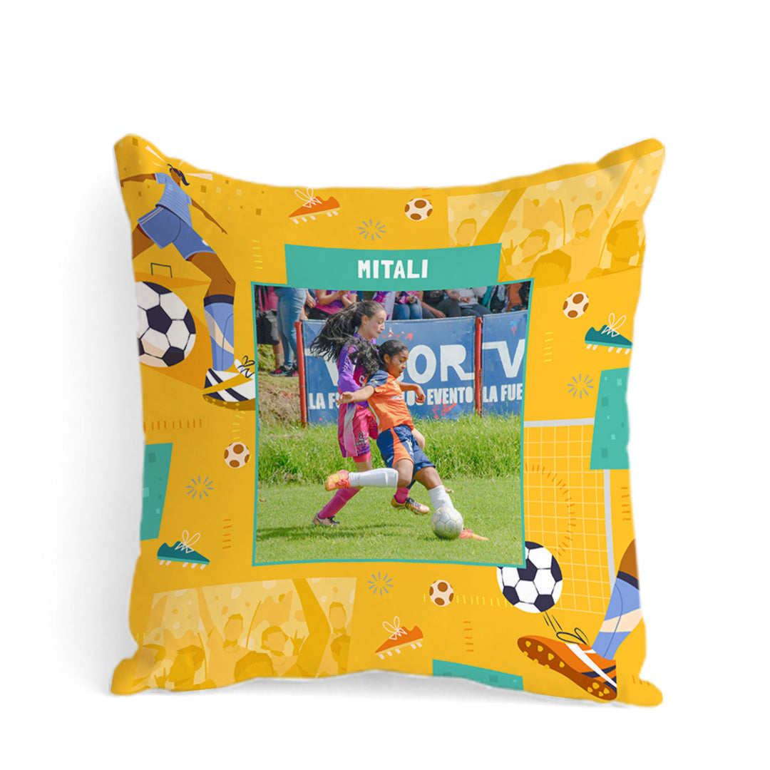 Personalised Photo Cushions - FootBall Goals Girl