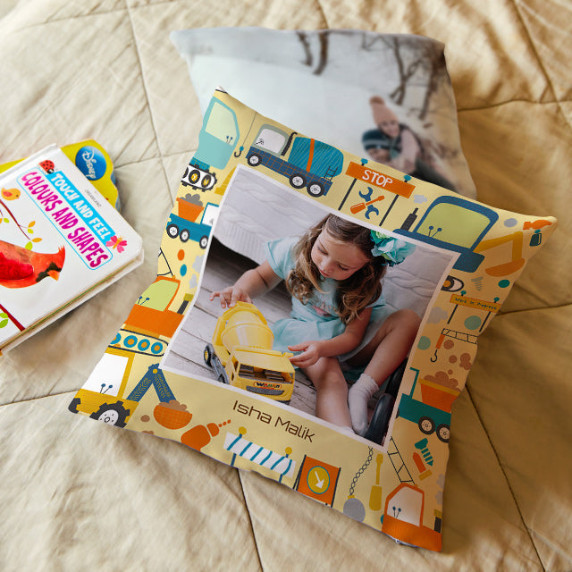 Personalised Photo Cushions - Let's Build Construction