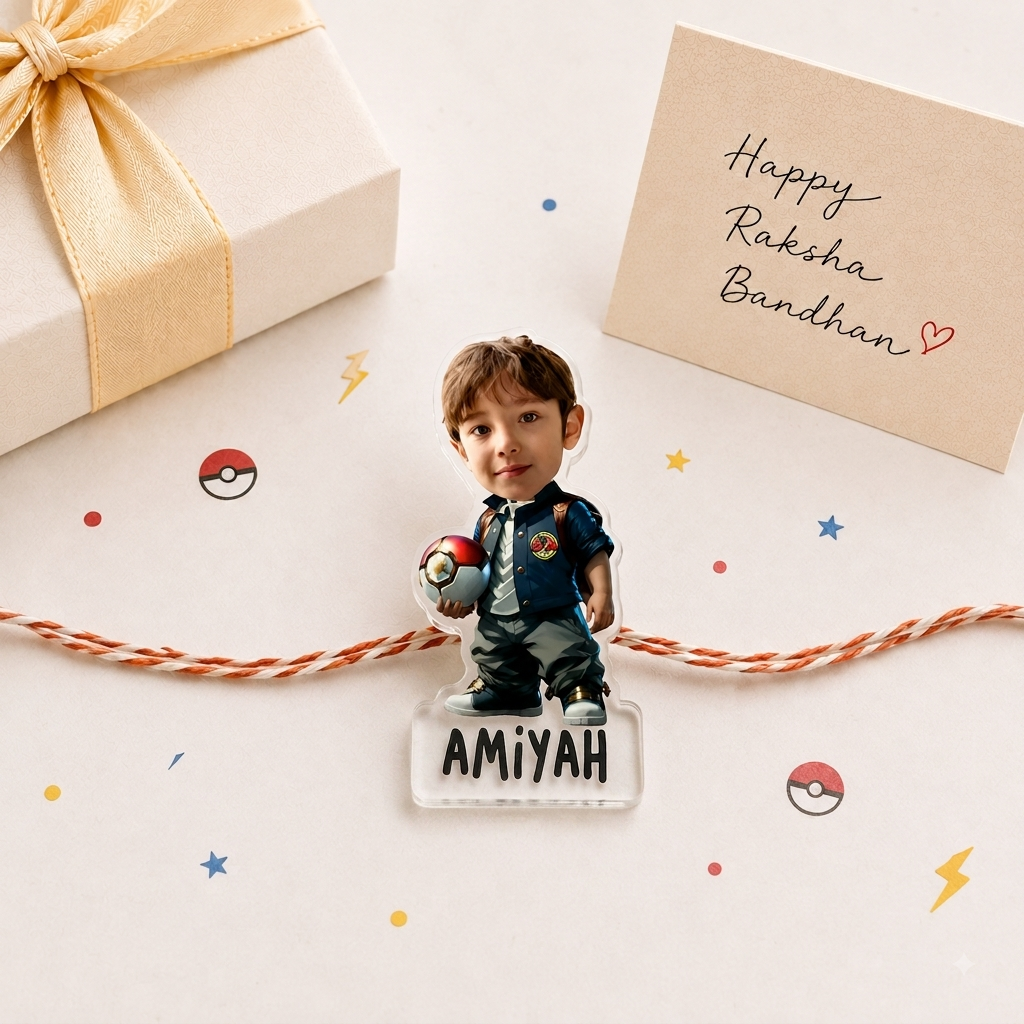 Babble Wrap Personalised Caricature Rakhi - Pokemon