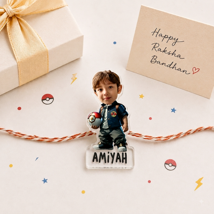 Babble Wrap Personalised Caricature Rakhi - Pokemon