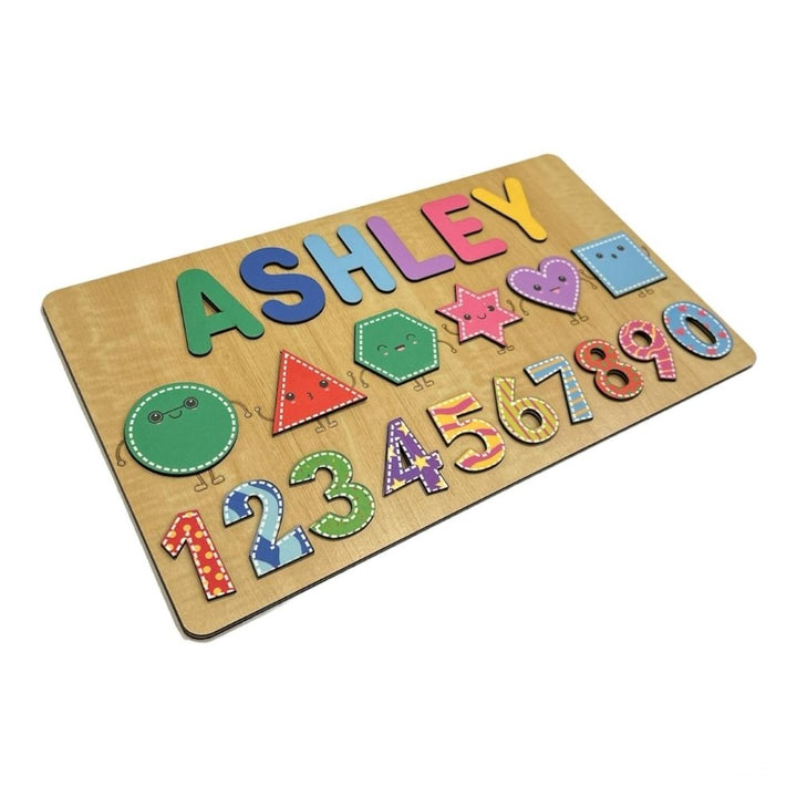 Personalised Wooden Name Puzzle- Shapes & Numbers