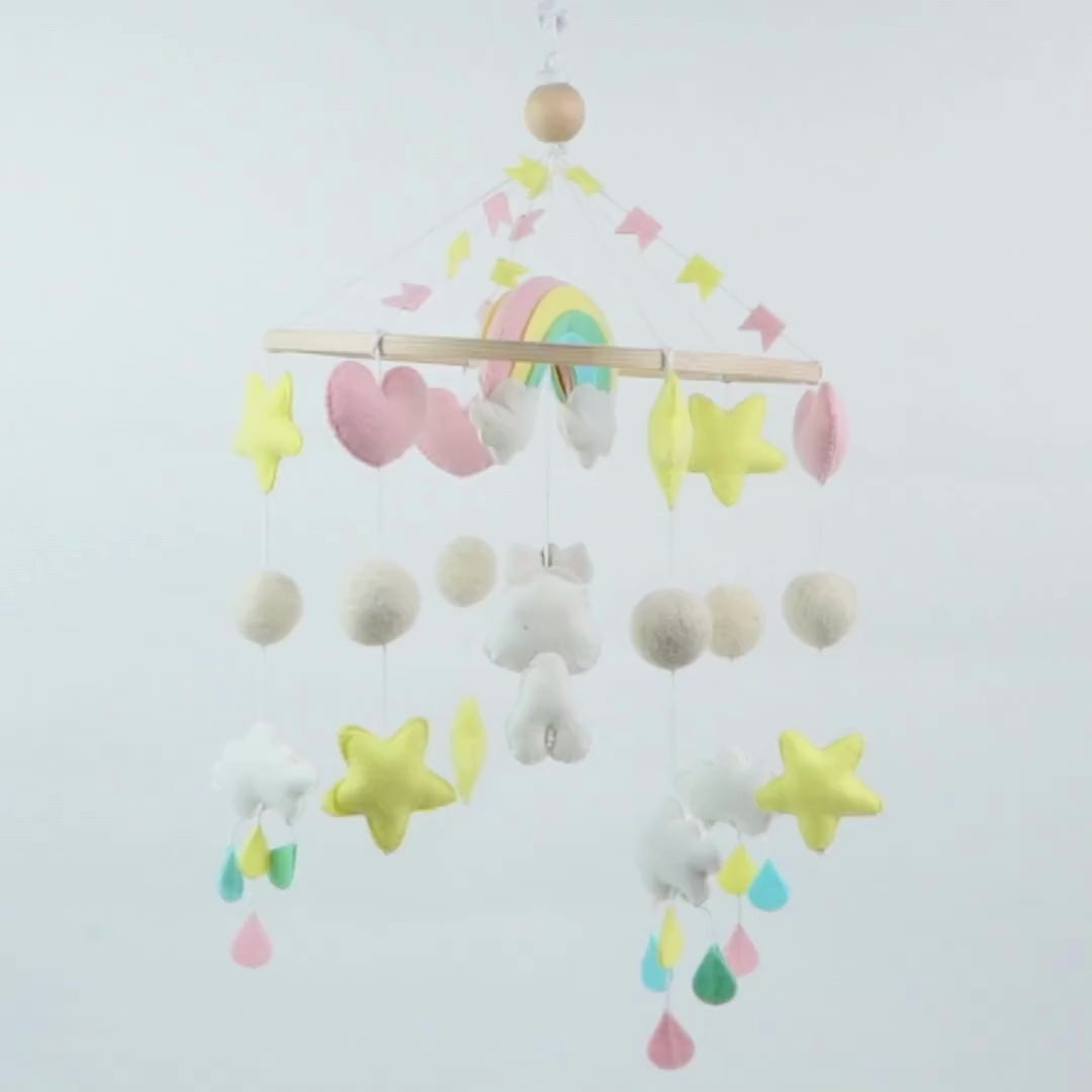 Babble Wrap Cot / Crib Mobile - Rainbow Unicorn Delight