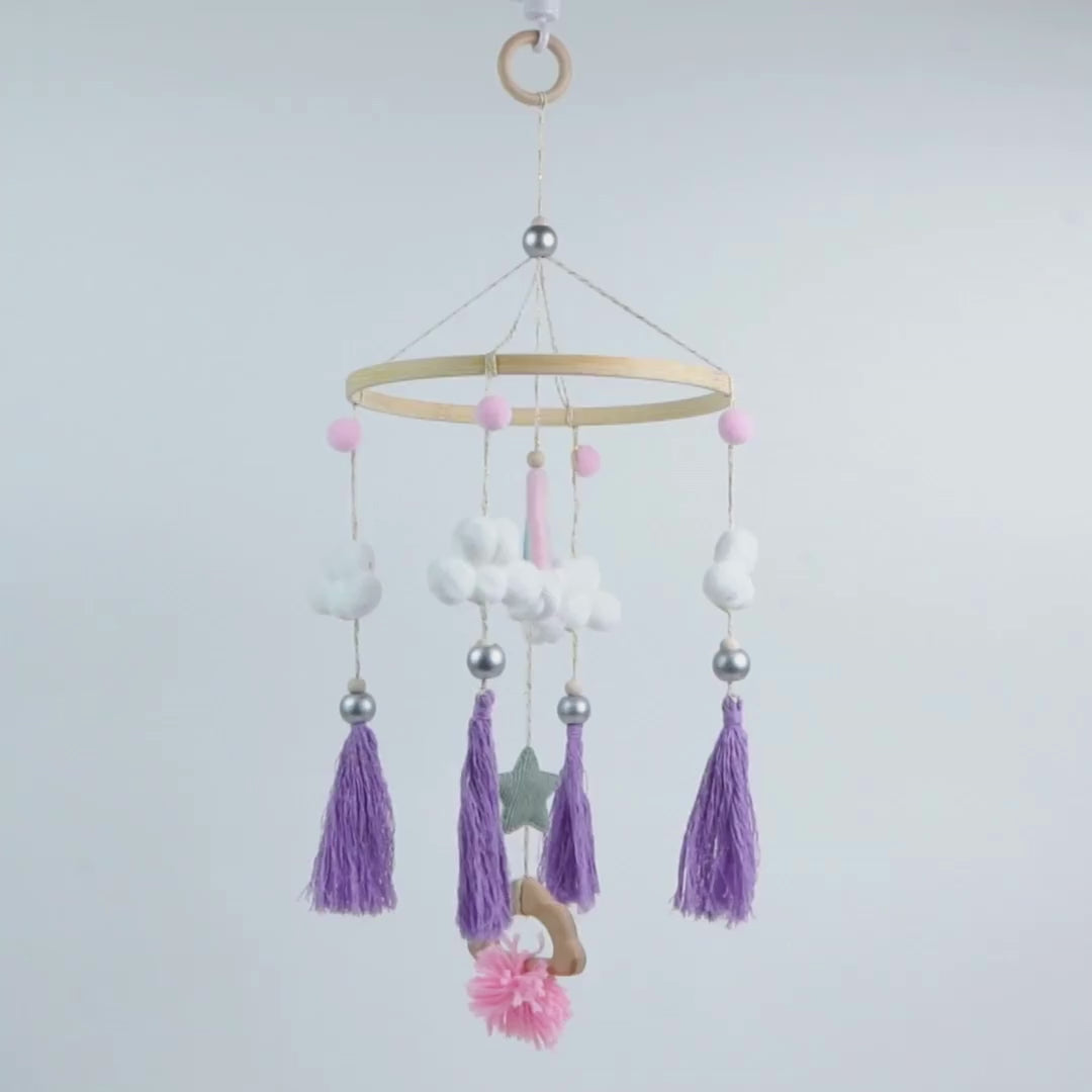 Babble Wrap Macrame Cot / Crib Mobile - Rainbow Dreams