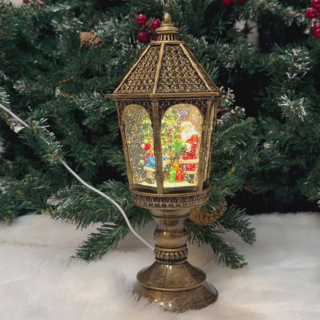 Vintage Musical Light-Up Santa Lantern