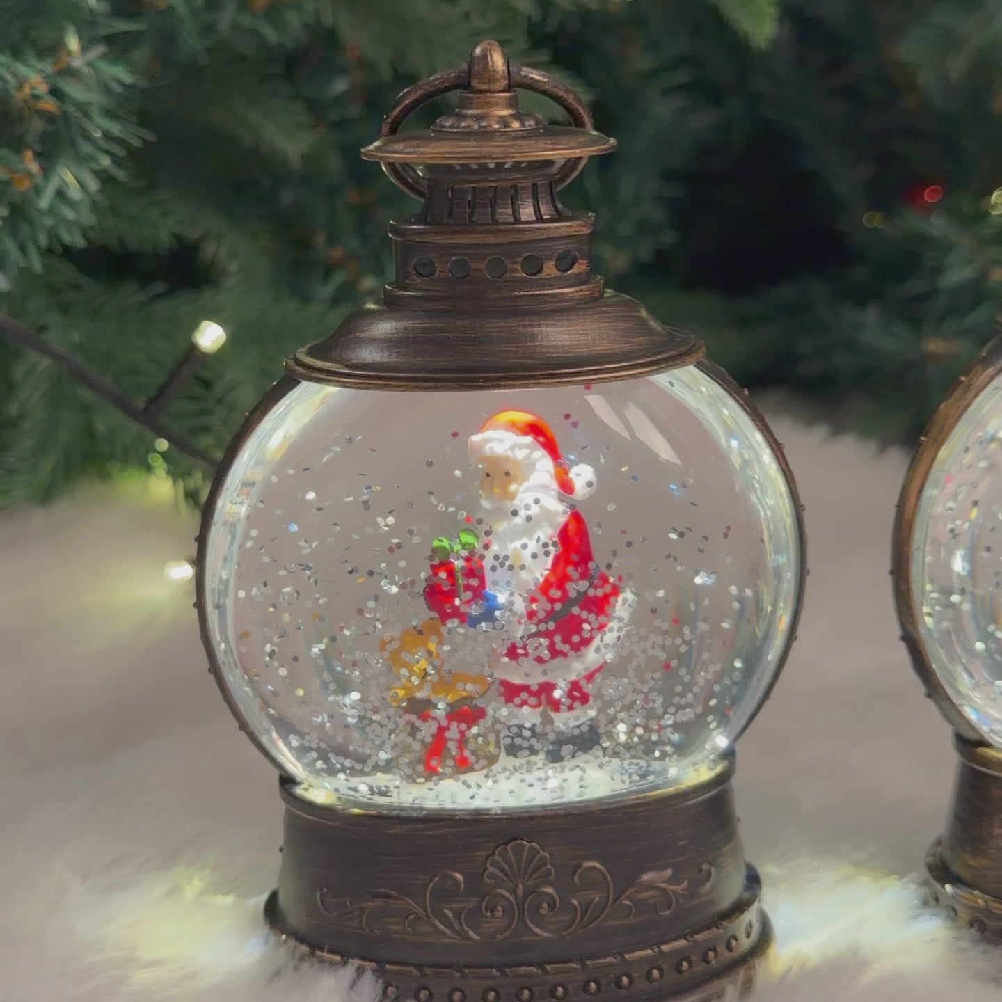 Water Light Carols - Santa & Snowman's Snowglobe - Set of 2