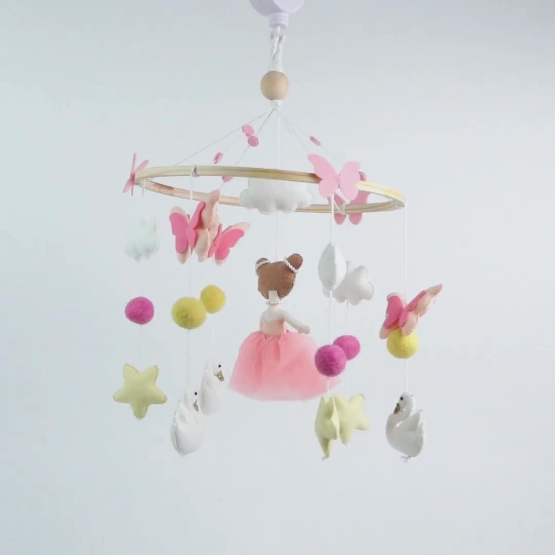Babble Wrap Cot / Crib Mobile - Swan and Fairy Flutter