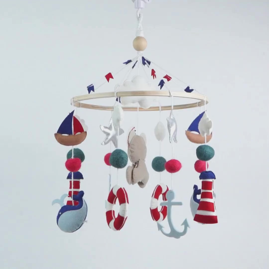 Babble Wrap Cot / Crib Mobile - Nautical Captain Teddy