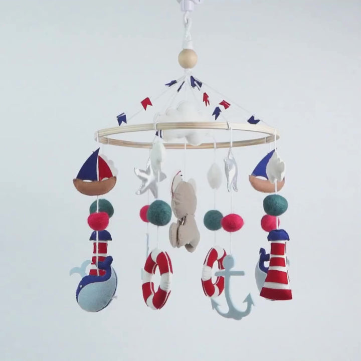 Babble Wrap Cot / Crib Mobile - Nautical Captain Teddy