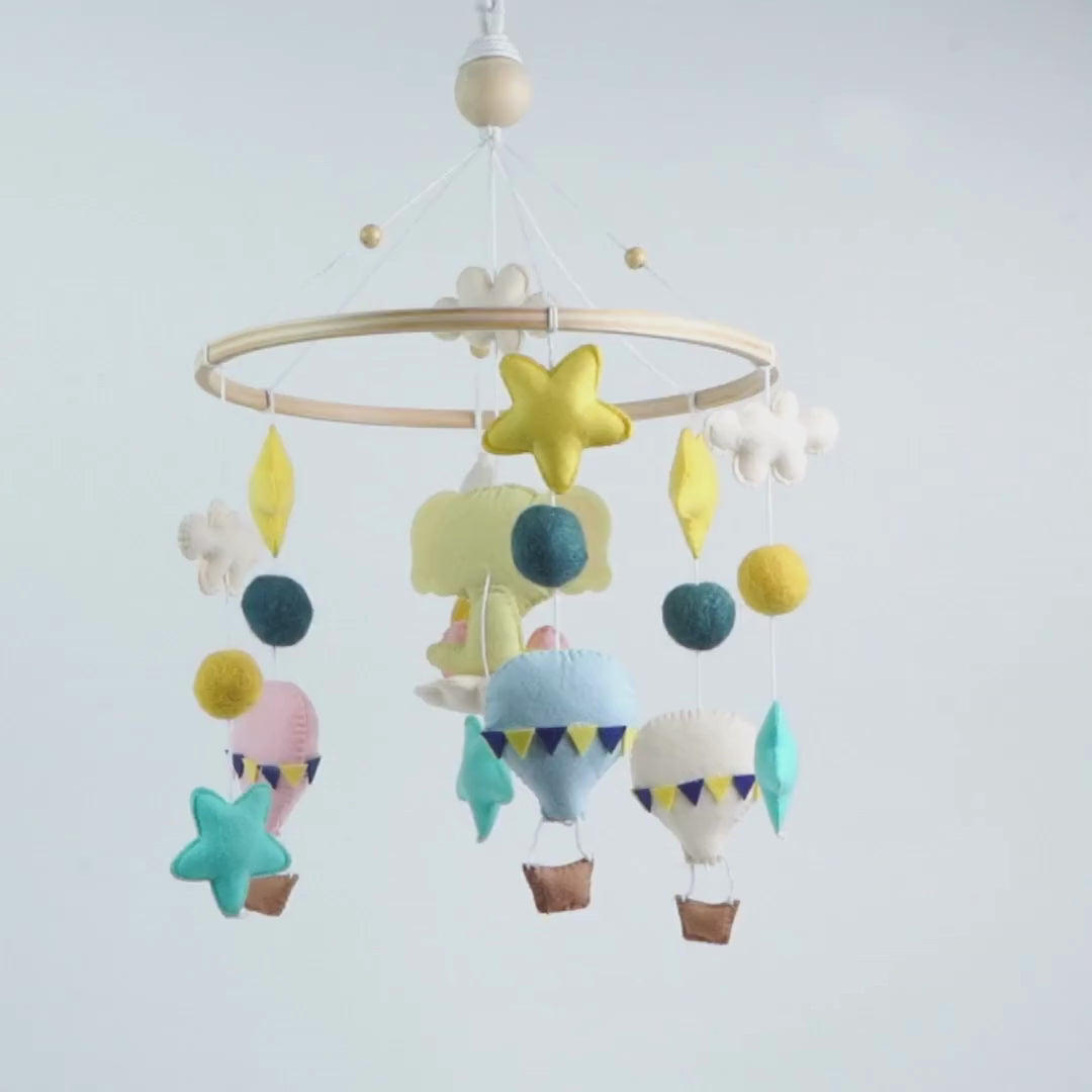 Babble Wrap Cot / Crib Mobile - Elephant Air Adventure