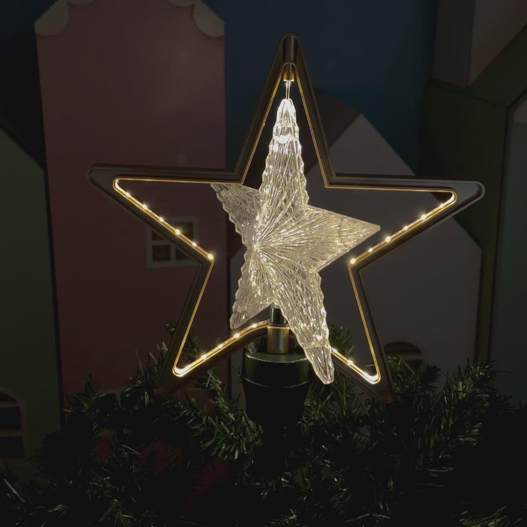 Crystal Rotating LED Star Tree Topper