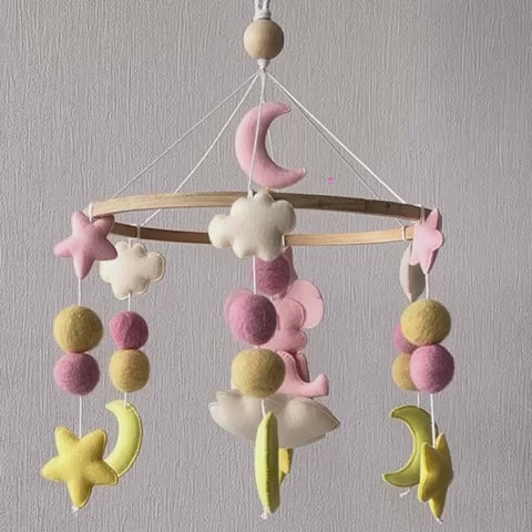 Babble Wrap Cot / Crib Mobile - Starry Sky Elephant