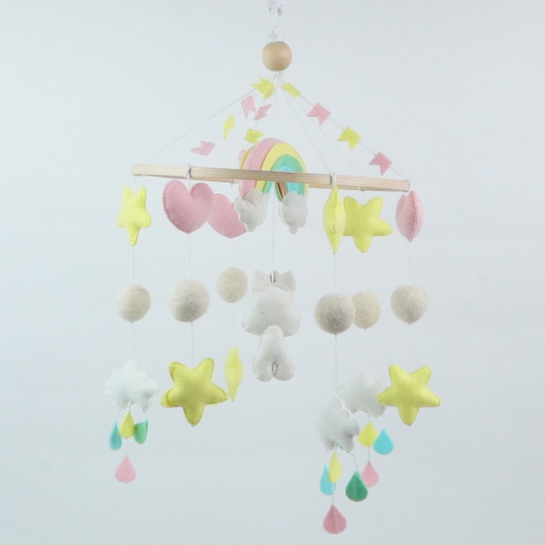 Babble Wrap Cot / Crib Mobile - Rainbow Unicorn Delight