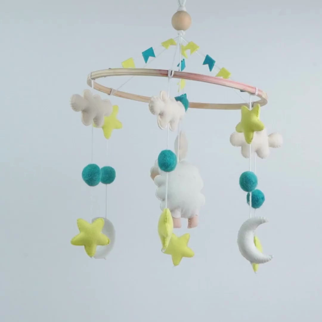 Babble Wrap Cot / Crib Mobile - Snuggly Sheep