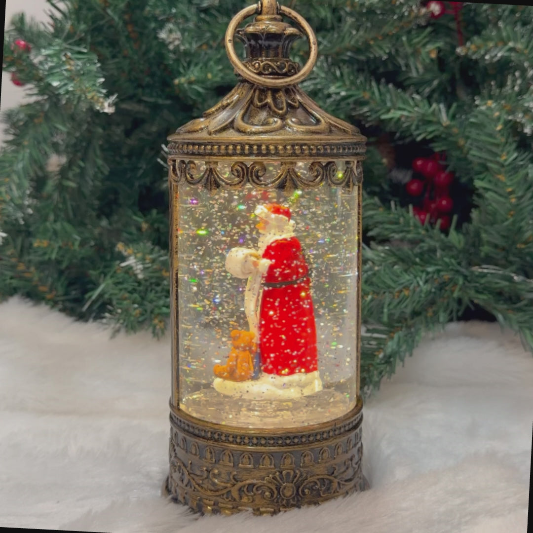 Musical Light-Up Santa Lantern Rotating Santa