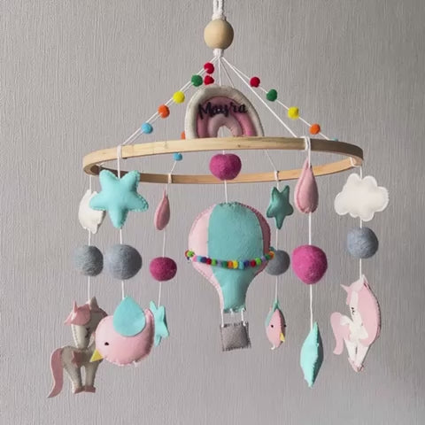 Babble Wrap Cot / Crib Mobile - Unicorn's Rainbow Flight