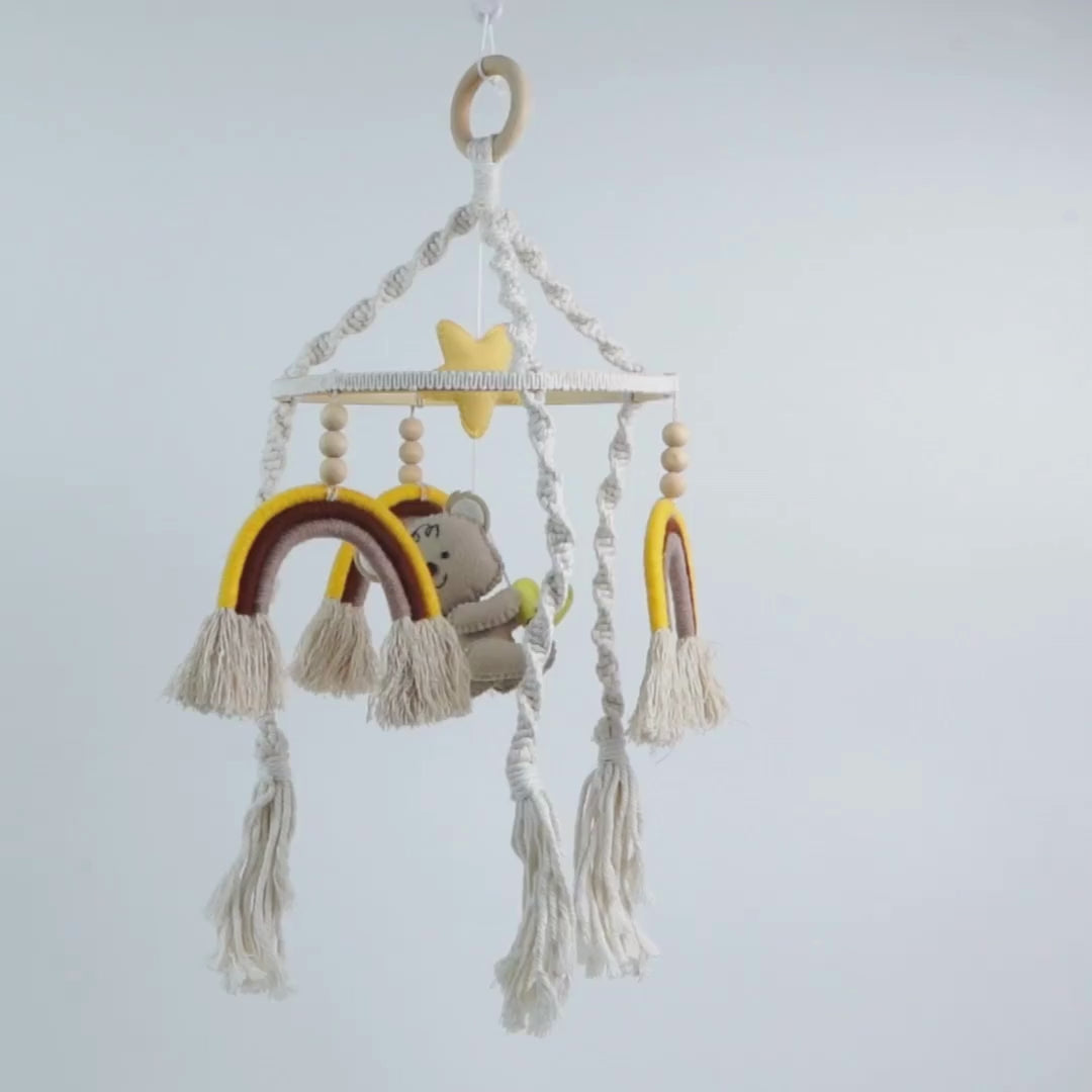 Babble Wrap Cot / Crib Mobile - Rainbow Macrame