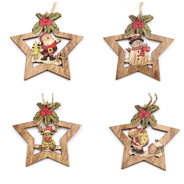 Babble Wrap Timber Twinkle Star Ornaments- Set of 4