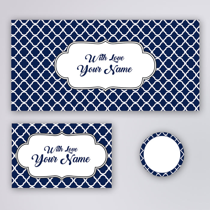 PERSONALISED GIFT ENVELOPES, CARDS & STICKERS COMBO - QUATREFOIL, SET OF 130