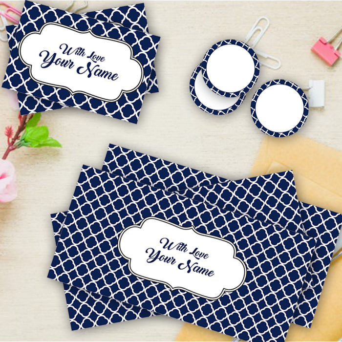 PERSONALISED GIFT ENVELOPES, CARDS & STICKERS COMBO - QUATREFOIL, SET OF 130