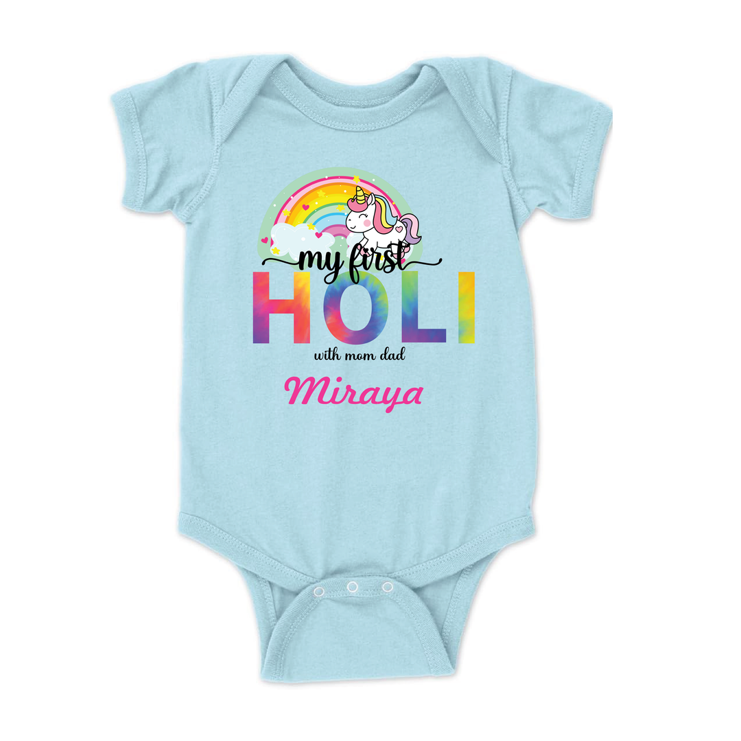 My First Holi Romper - Unicorn Rainbow Dreams