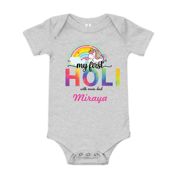 My First Holi Romper - Unicorn Rainbow Dreams