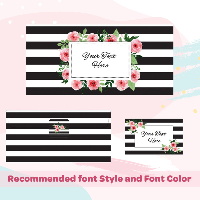 PERSONALISED GIFT ENVELOPES, CARDS & STICKERS COMBO -  ROSE CHIC, SET OF 130