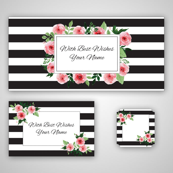 PERSONALISED GIFT ENVELOPES, CARDS & STICKERS COMBO -  ROSE CHIC, SET OF 130
