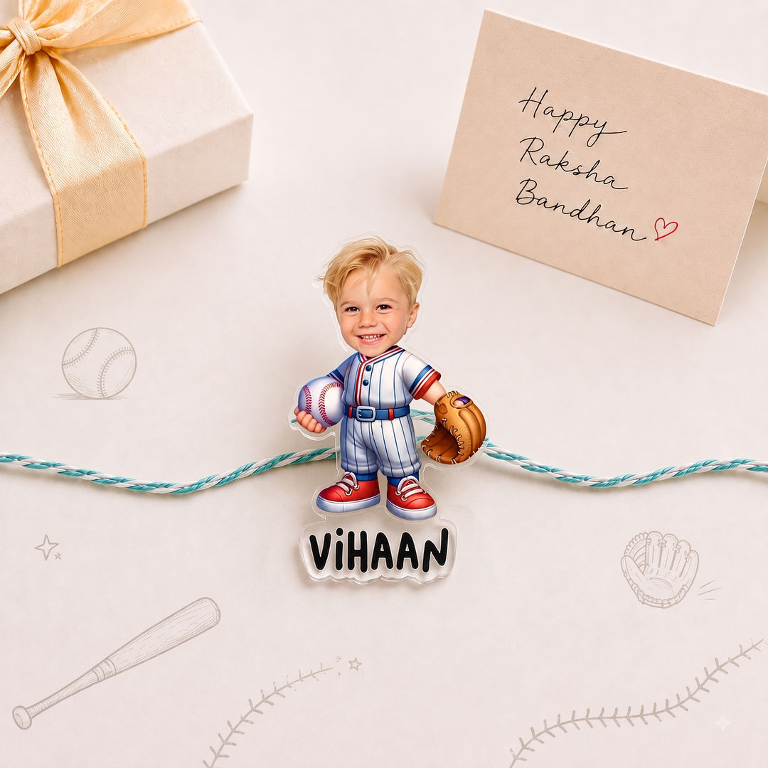 Babble Wrap Personalised Caricature Rakhi - Rugby