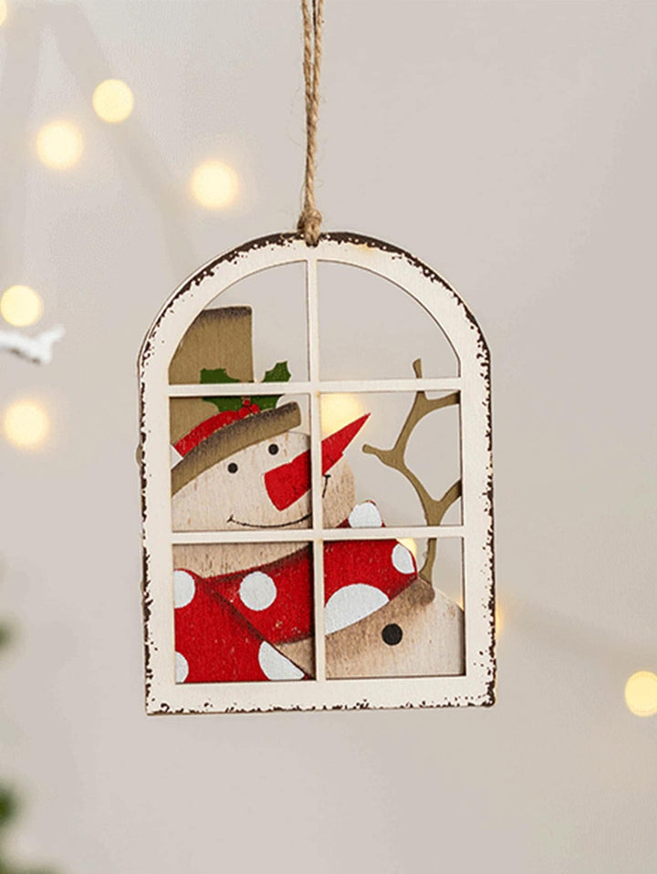 Babble Wrap Holiday Timber Ornament- Snowman By The Window