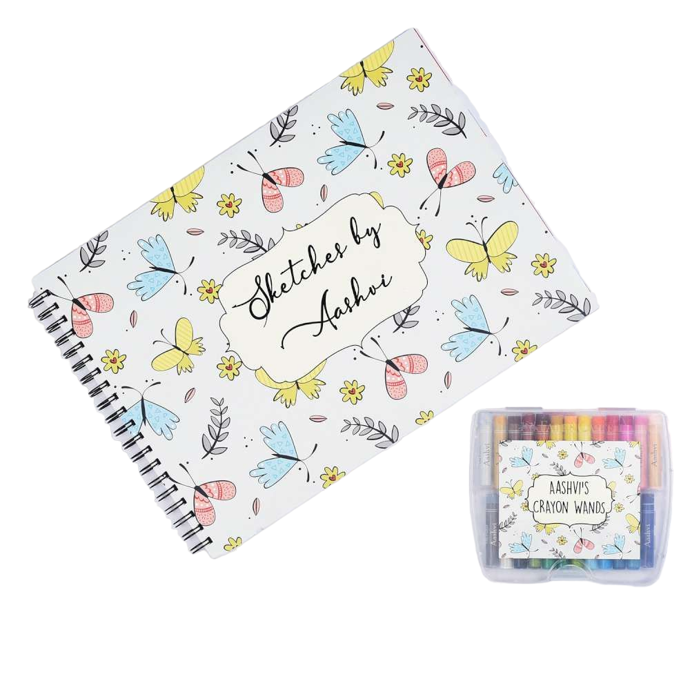 Sketch Books With Personalized Crayons - Butterfly
