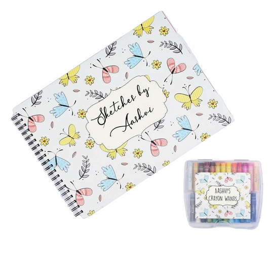 Sketch Books With Personalized Crayons - Butterfly