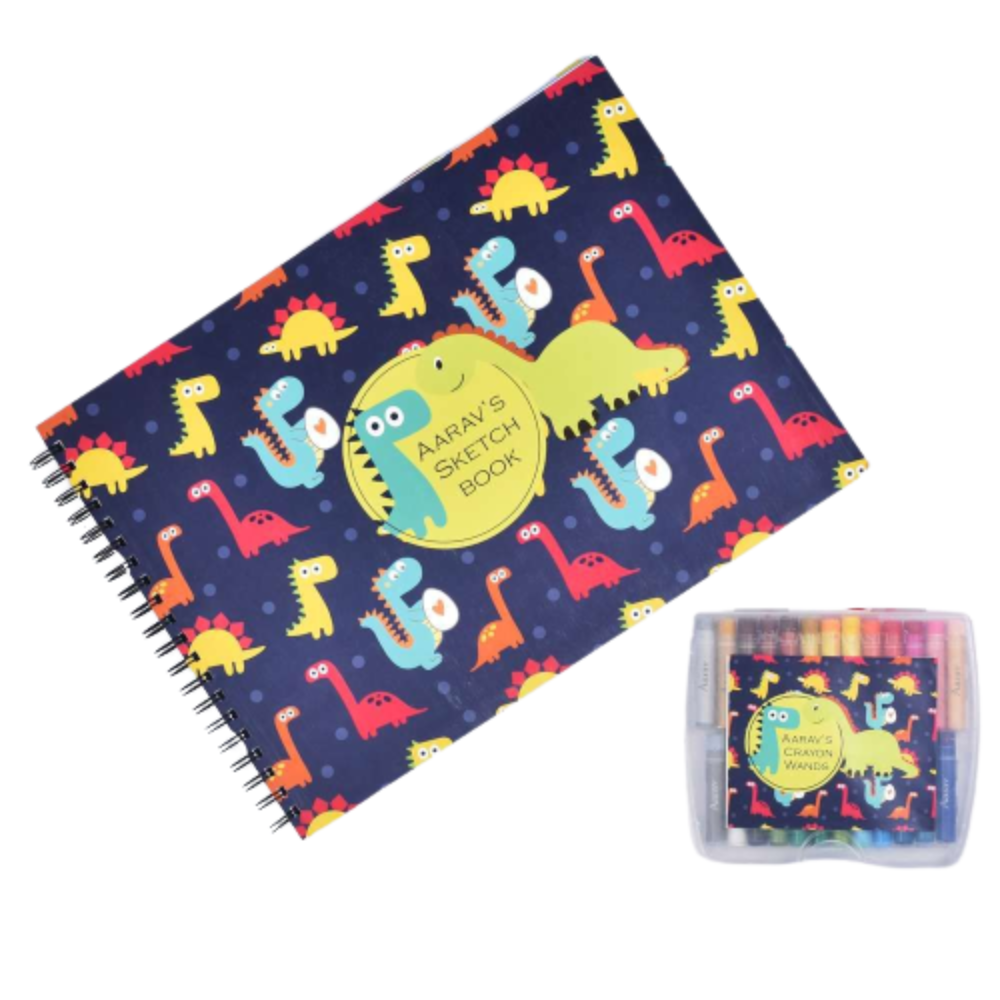 Sketch Books With Personalized Crayons - Roar-A-Saur