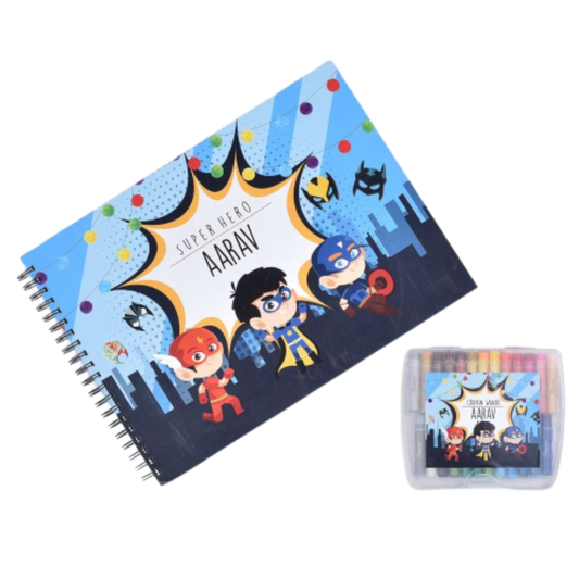 Sketch Books With Personalized Crayons - Super Heros