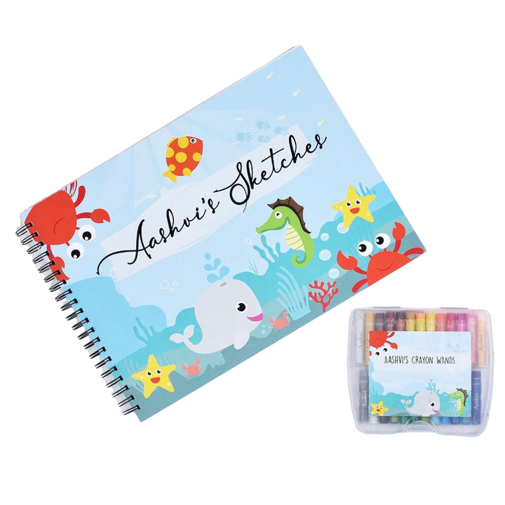 Sketch Books With Personalized Crayons - Underwater