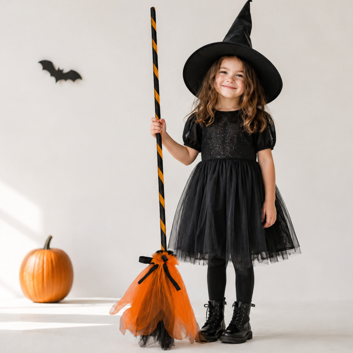 Spooky Spark Brooms –  Pumpkin Orange