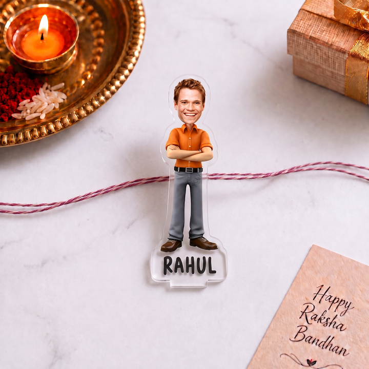 Babble Wrap Personalised Caricature Rakhi - Super Bhaiya