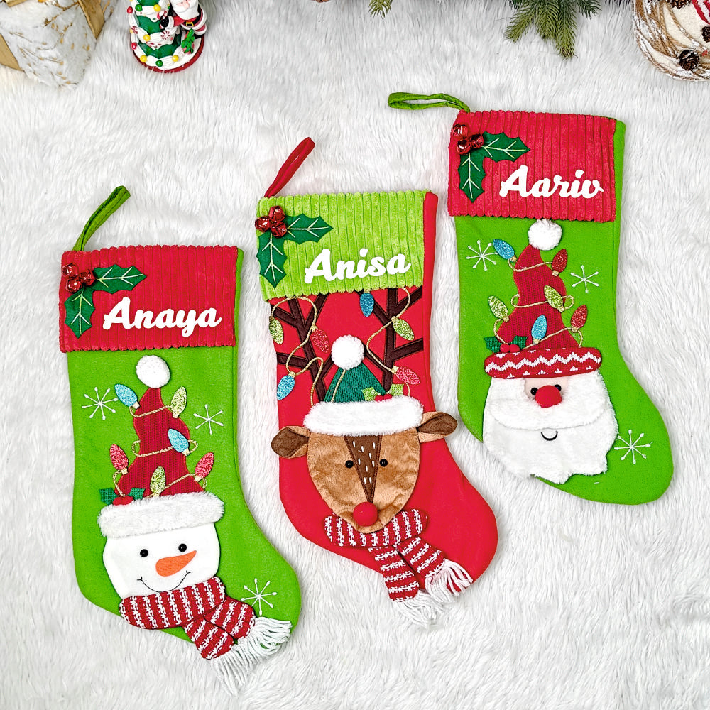 Babble Wrap Luxury Mistletoe Stocking (Set of 3)