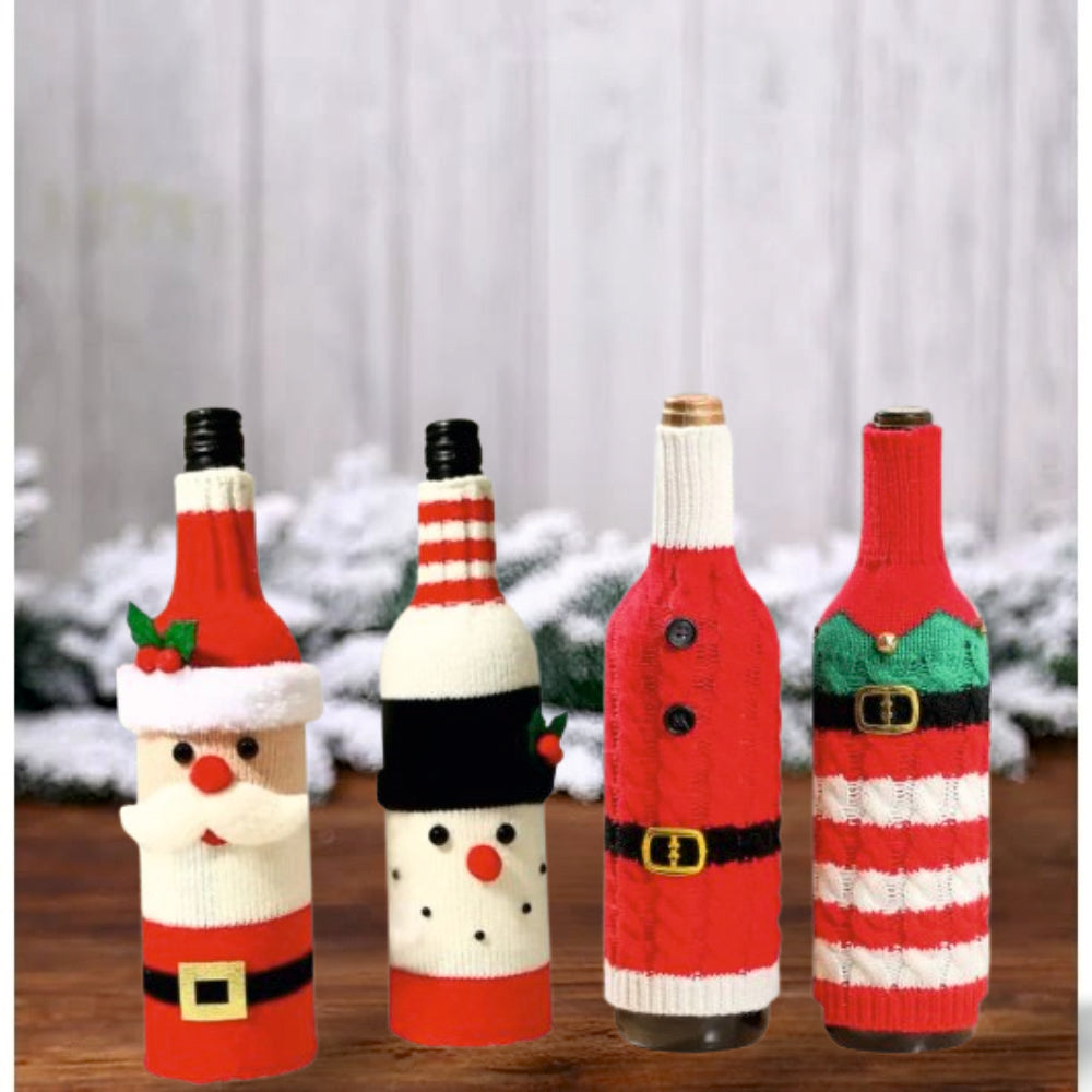 Babble Wrap Handmade Knitted Wine Bottle Covers (Set of 4)