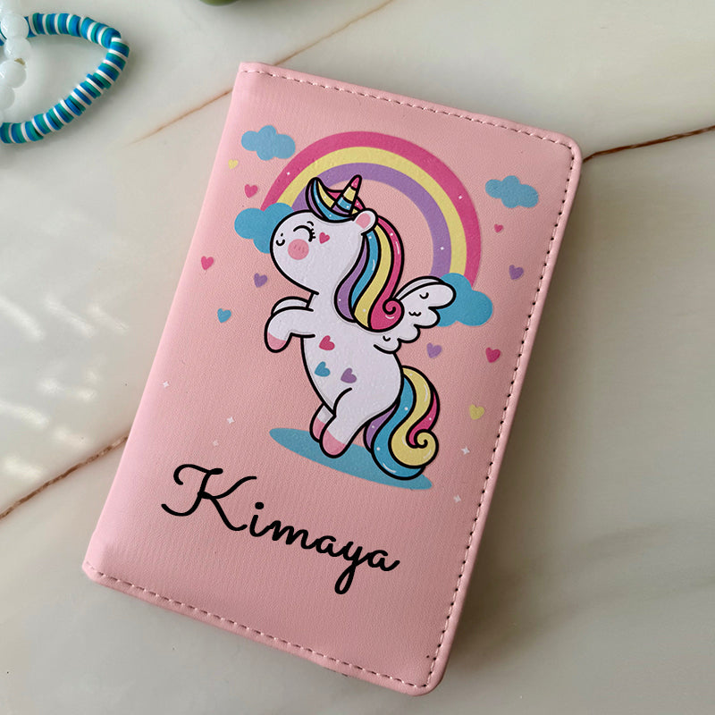 Passport cover + Luggage tag -  Unicorn rainbow