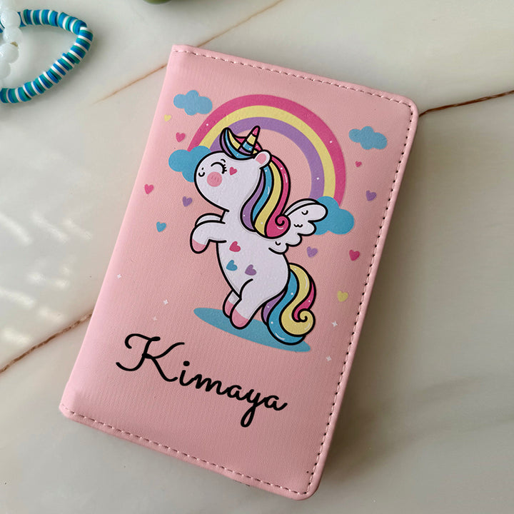 Passport cover + Luggage tag -  Unicorn rainbow