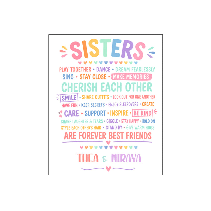 Birth Statistics Frame - Sisters Forever
